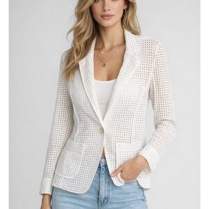 Trina Turk white perforated jacket